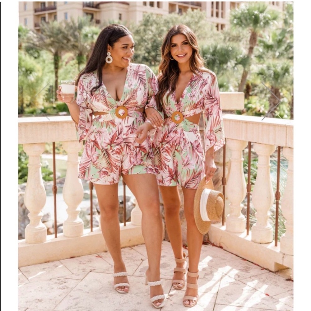 Pink Lily Floral romper cruise wear